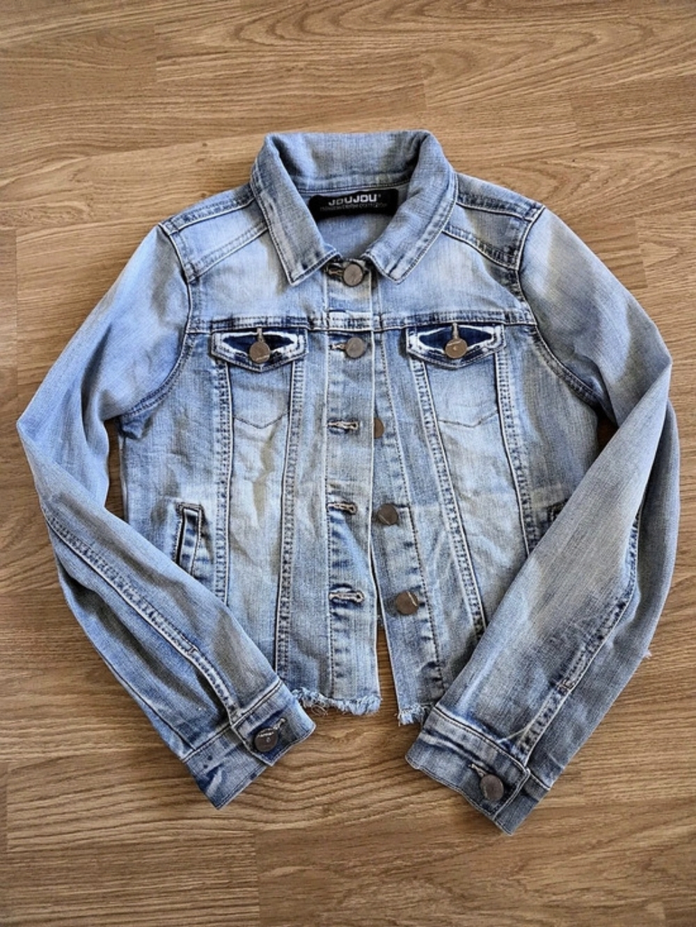 Girls JouJou Distressed Denim Jacket